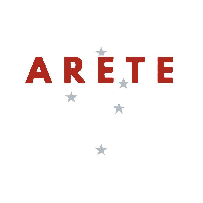 logo_white Logo of Arete Farms featuring bold red letters with a star motif, representing quality agriculture and farm products.